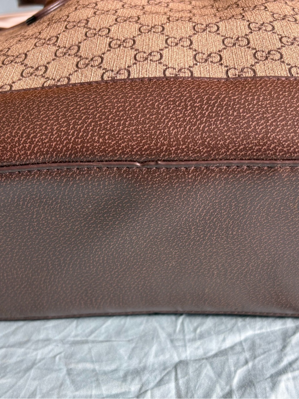 Gucci Brown GG Monogram Canvas Tote with Dark Brown Leather Trim - Picture 6 of 14